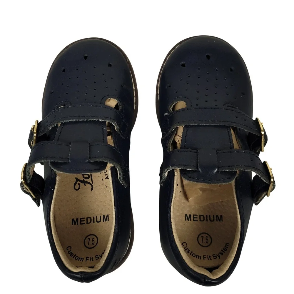 Footmates Danielle Mary Jane Shoes Toddler 7.5 Double Buckle Girls Navy Blue